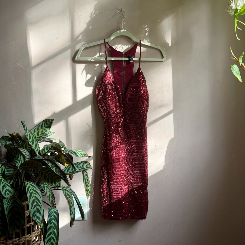 Windsor Burgundy Sequin Gown